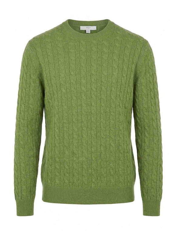 MALO: Strickpullover mit Rundhalsausschnitt - Rundhalspullover - Grün
