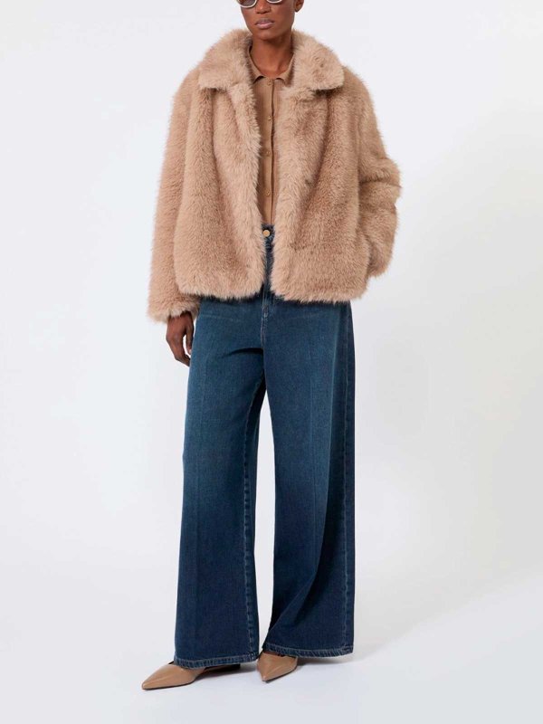 The Best Shops Max Mara: 毛皮＆シアリングコート - 毛皮/ムートンコート - ベージュ