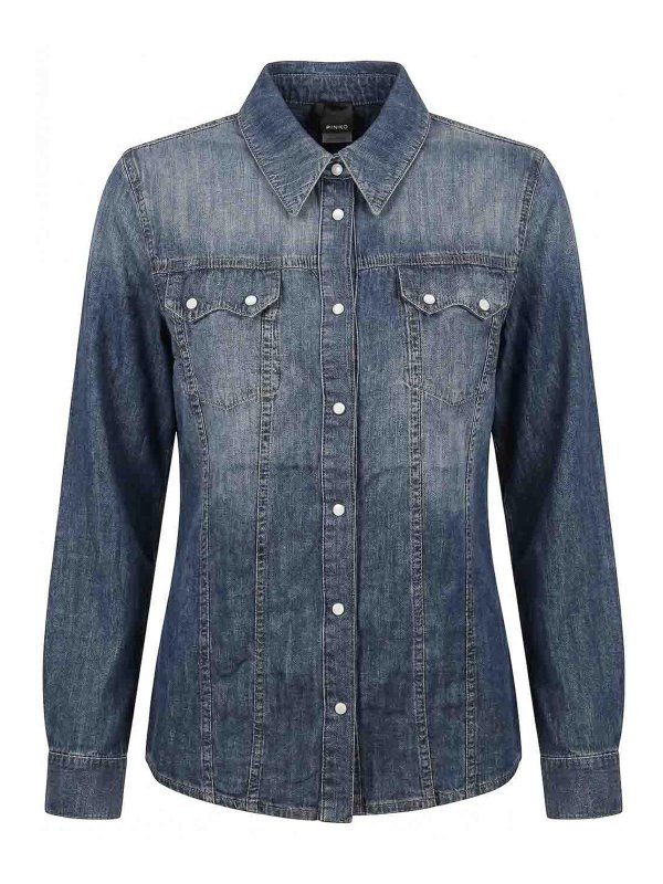 Pinko: Hemden - Hemd - Jeansblau