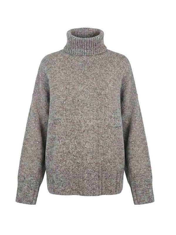 Pinko: Col roulé & Col polo - Pull Col Roulé - Blanc