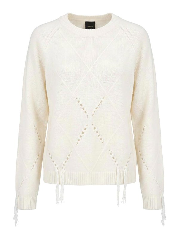 Pinko: Strickpullover mit Rundhalsausschnitt - Rundhalspullover - Beige