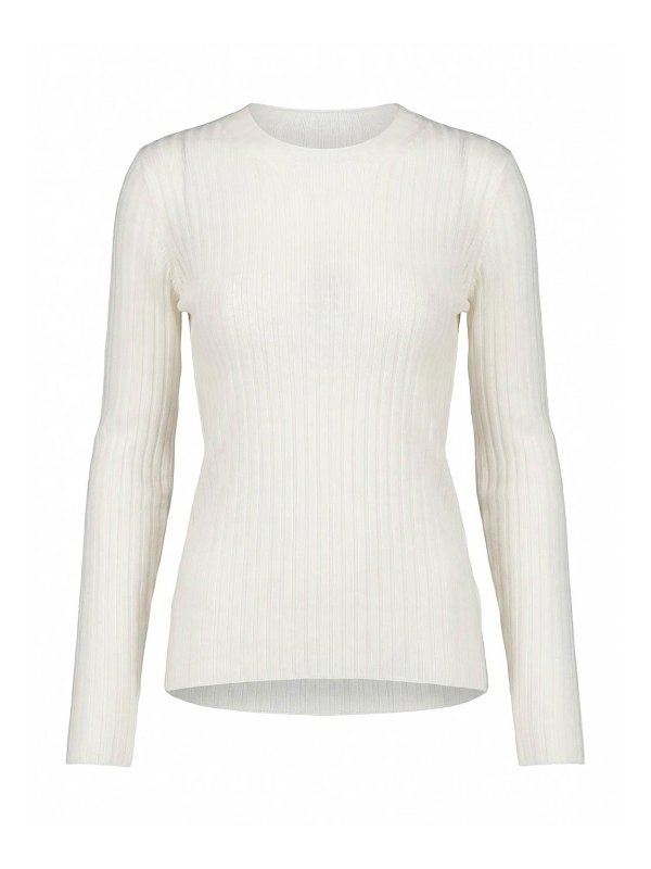 Pinko: Strickpullover mit Rundhalsausschnitt - Rundhalspullover - Weiß