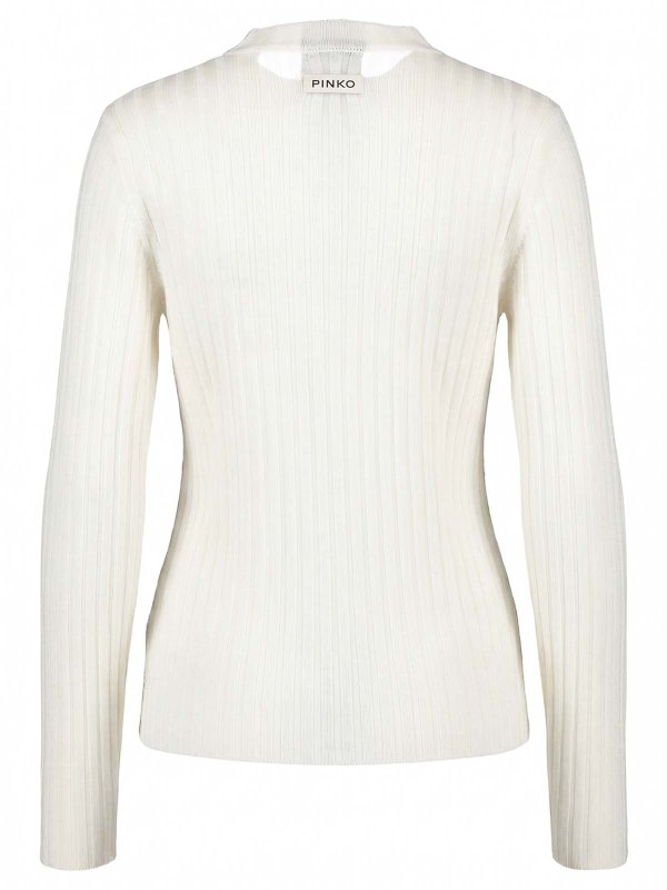 Pinko: Strickpullover mit Rundhalsausschnitt online - Rundhalspullover - Weiß