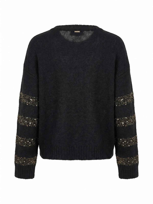 TWINSET: Strickpullover mit Rundhalsausschnitt online - Rundhalspullover - Schwarz