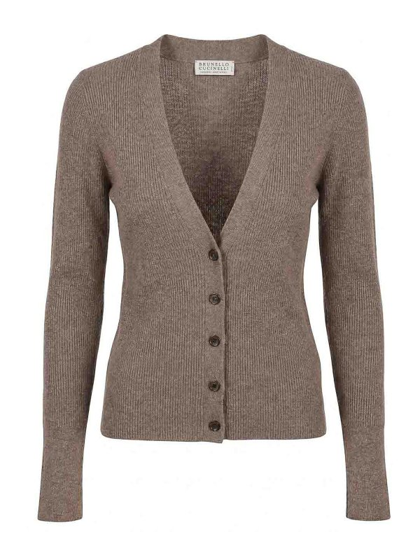 BRUNELLO CUCINELLI: カーディガン - カーディガン - ブラウン