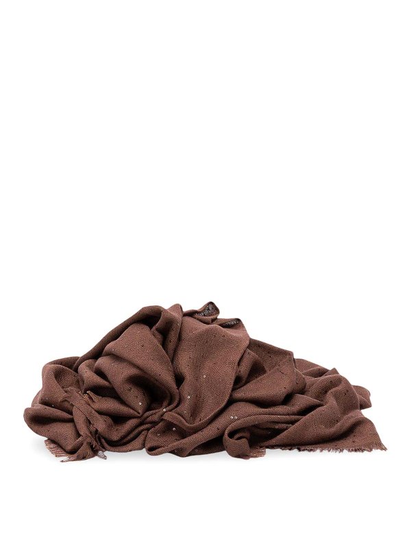 BRUNELLO CUCINELLI: Bufandas y pañuelos - Bufanda - Marrón Oscuro