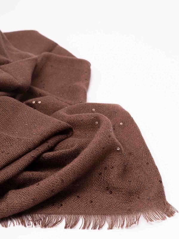 BRUNELLO CUCINELLI: Bufandas y pañuelos online - Bufanda - Marrón Oscuro