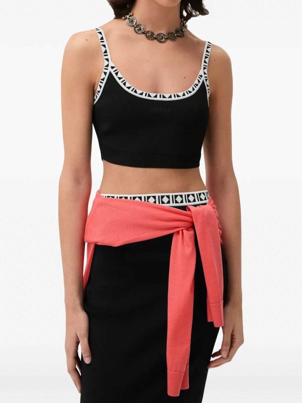 VERSACE: Tops & Tank tops online - Jacquard Crop Top