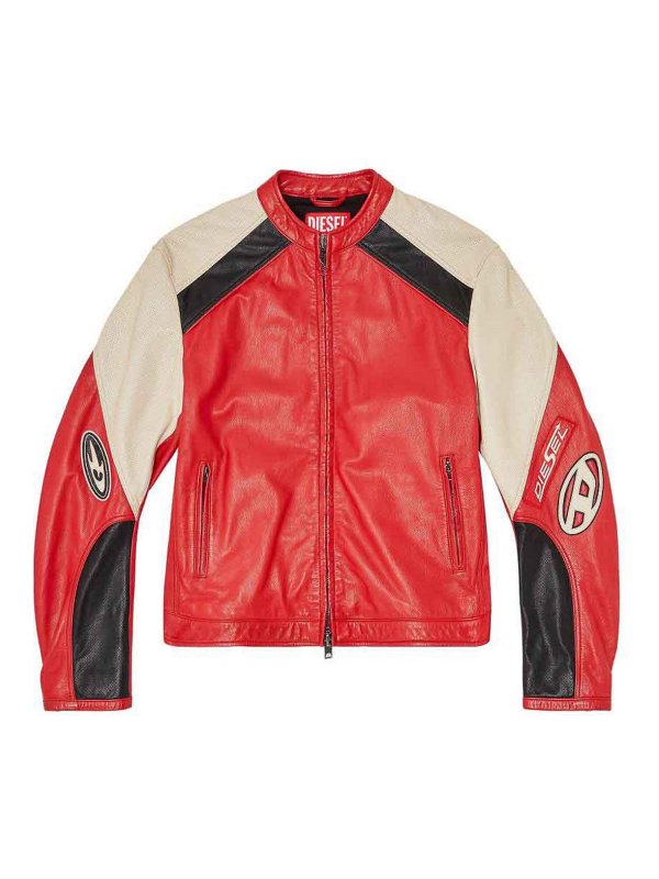 DIESEL: leather jacket - Biker Jacket Perforated Leather
