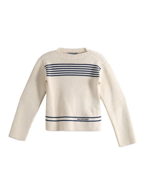 BALENCIAGA: Strickpullover mit Rundhalsausschnitt - Rundhalspullover - Blau