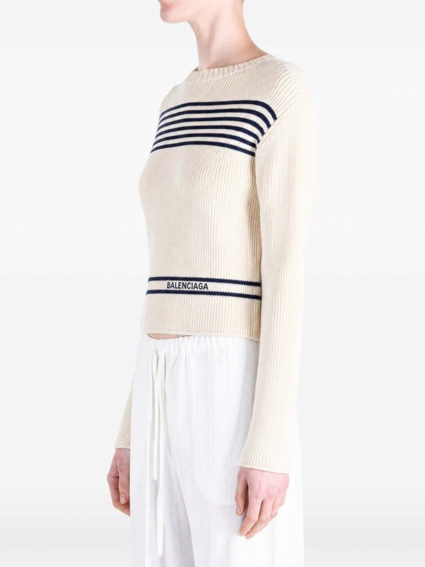 The Best Shops BALENCIAGA: Strickpullover mit Rundhalsausschnitt - Rundhalspullover - Blau