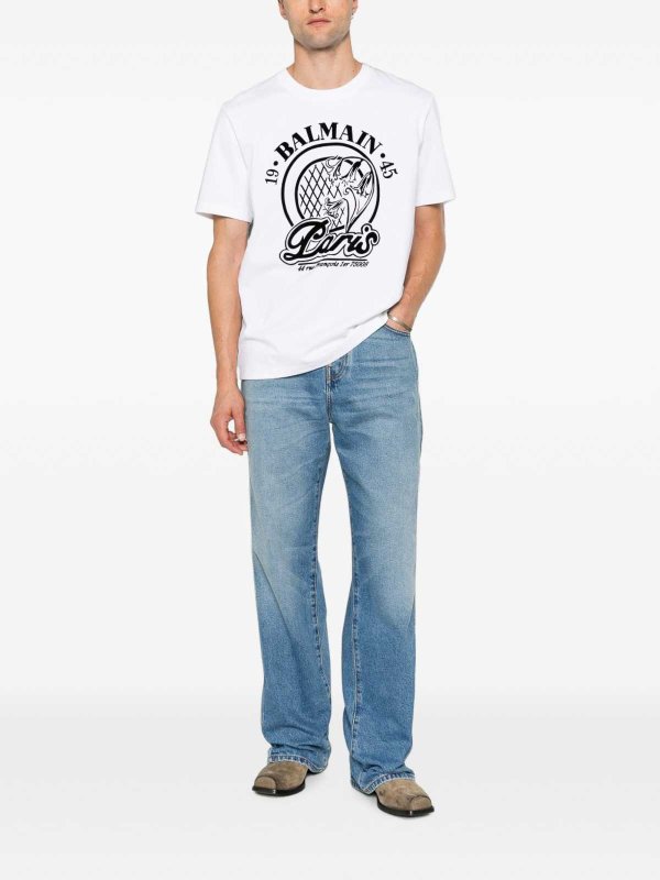 Balmain: t-shirts online - Quilted Flock T-Shirt