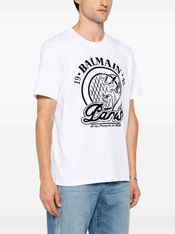The Best Shops Balmain: t-shirts - Quilted Flock T-Shirt
