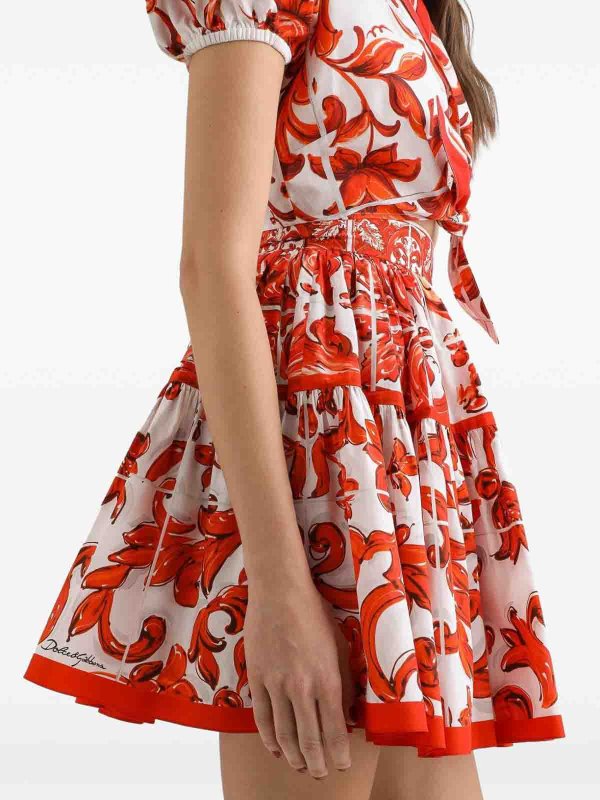 DOLCE & GABBANA: minigonne online - Gonna corta in popeline stampa maiolica