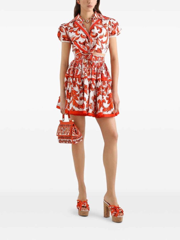 The Best Shops DOLCE & GABBANA: minigonne - Gonna corta in popeline stampa maiolica