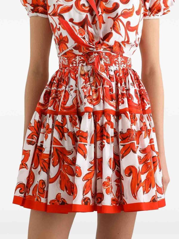 DOLCE & GABBANA buy online Gonna corta in popeline stampa maiolica