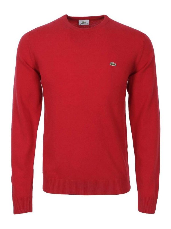 LACOSTE: Strickpullover mit Rundhalsausschnitt - Rundhalspullover - Rot