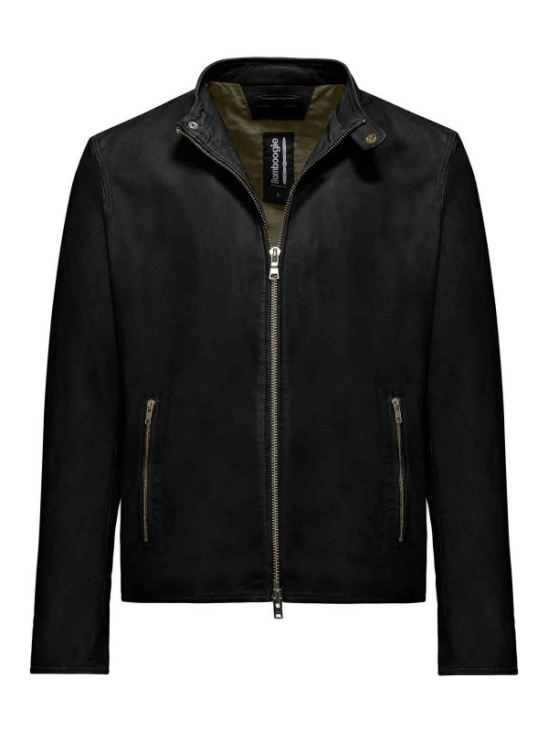 BOMBOOGIE: leather coats - Black jackets