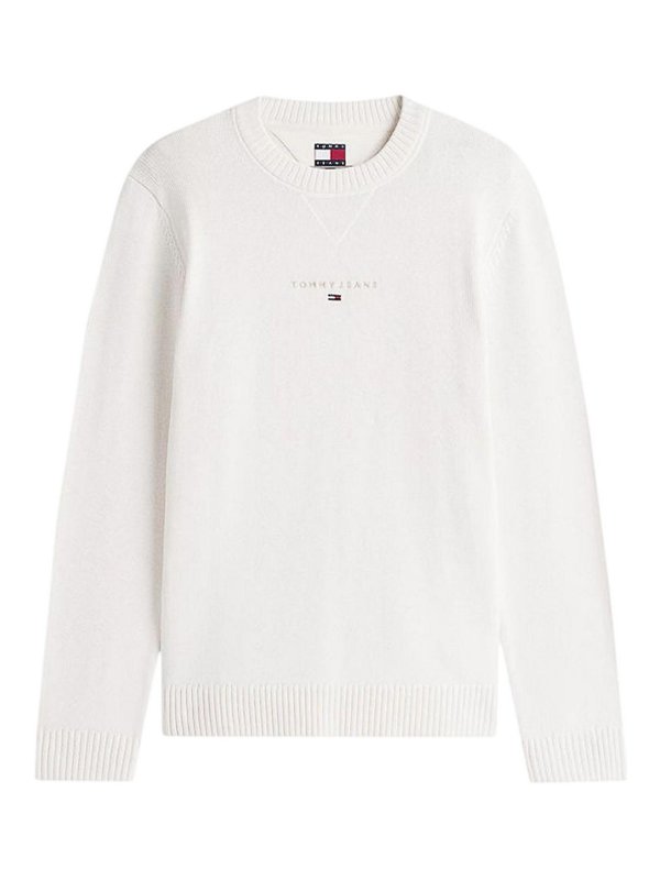 TOMMY HILFIGER: Strickpullover mit Rundhalsausschnitt - Rundhalspullover - Weiß