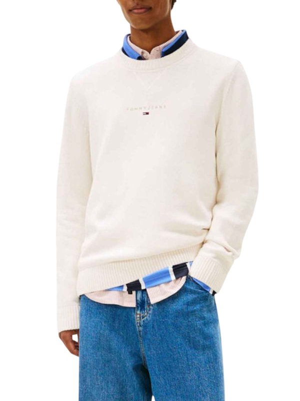 The Best Shops TOMMY HILFIGER: Strickpullover mit Rundhalsausschnitt - Rundhalspullover - Weiß