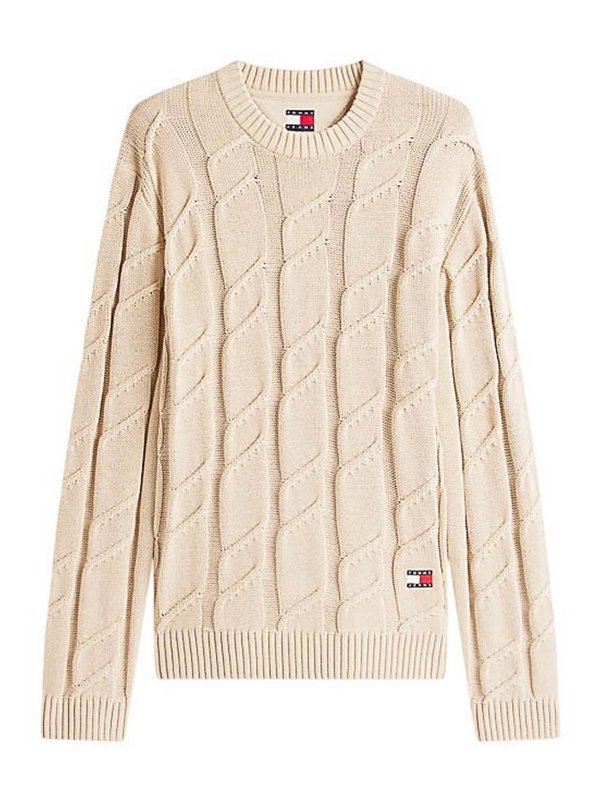 TOMMY HILFIGER: Strickpullover mit Rundhalsausschnitt - Rundhalspullover - Beige