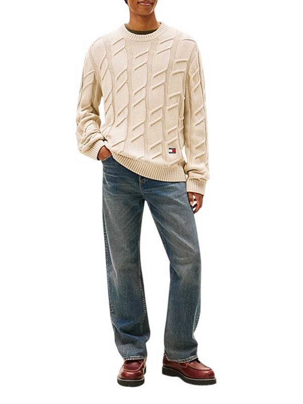 TOMMY HILFIGER: Strickpullover mit Rundhalsausschnitt online - Rundhalspullover - Beige