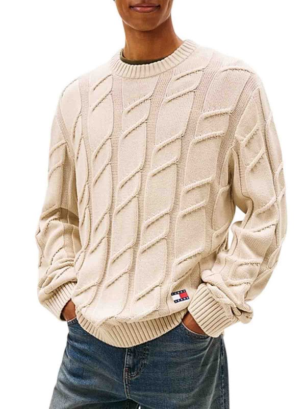 Rundhalspullover - Beige shop online: TOMMY HILFIGER