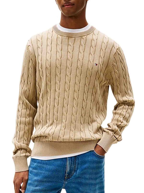 Rundhalspullover - Beige shop online: TOMMY HILFIGER