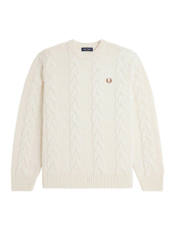 FRED PERRY: Pull col rond - Pull Col Rond - Crème