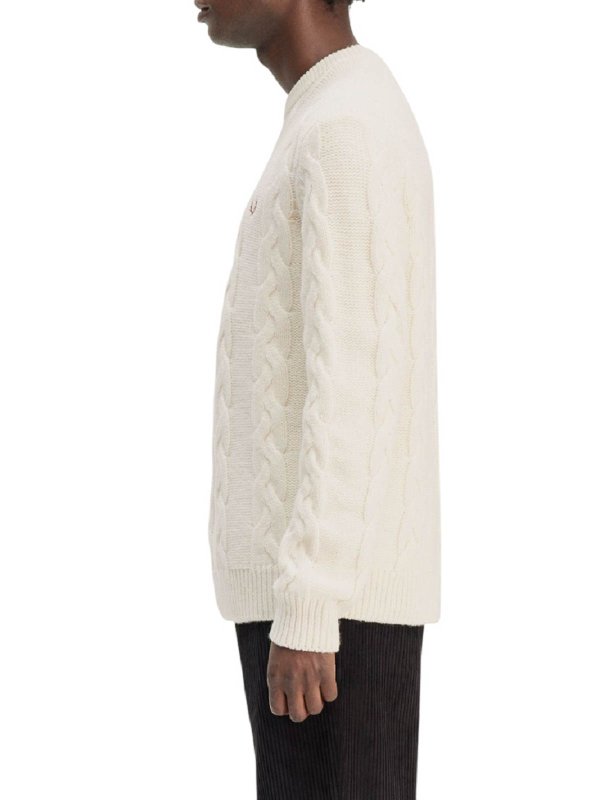 Pull Col Rond - Crème shop online: FRED PERRY