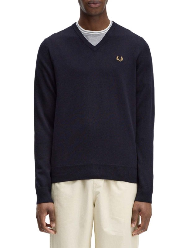 The Best Shops FRED PERRY: Vネック - Vネック - ブルー