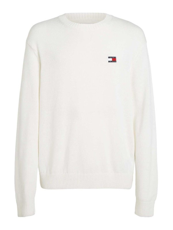 TOMMY HILFIGER: Strickpullover mit Rundhalsausschnitt - Rundhalspullover - Weiß