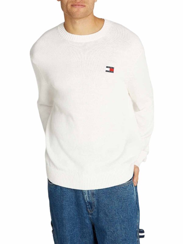 The Best Shops TOMMY HILFIGER: Strickpullover mit Rundhalsausschnitt - Rundhalspullover - Weiß