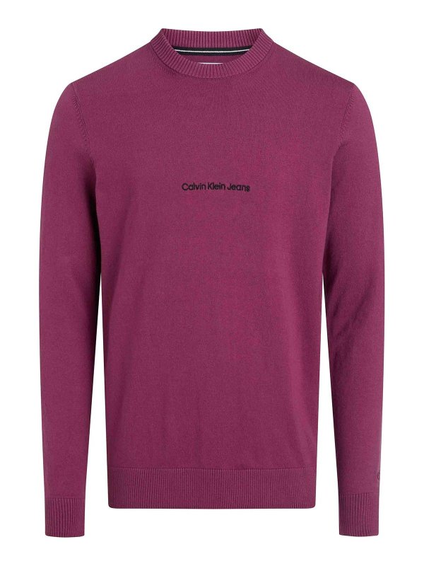 CALVIN KLEIN: Strickpullover mit Rundhalsausschnitt - Rundhalspullover - Lila