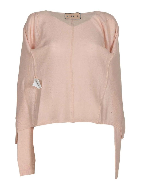 The Best Shops PLAN C: Strickpullover mit Rundhalsausschnitt - Rundhalspullover - Nude