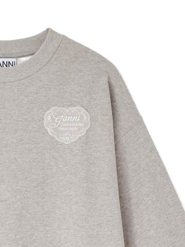 The Best Shops GANNI: Strickpullover mit Rundhalsausschnitt - Rundhalspullover - Grau
