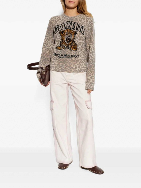 GANNI buy online Rundhalspullover - Beige