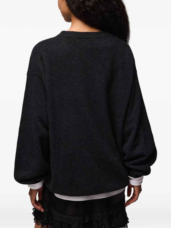 The Best Shops GANNI: Strickpullover mit Rundhalsausschnitt - Rundhalspullover - Schwarz