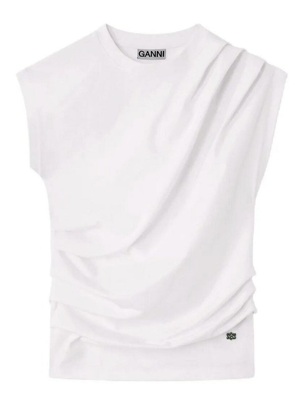 GANNI: Blusas - Blusa - Blanco