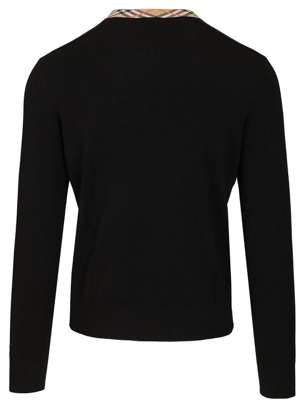 BURBERRY: Strickpullover mit V-Ausschnitt online - V-Pullover - Schwarz