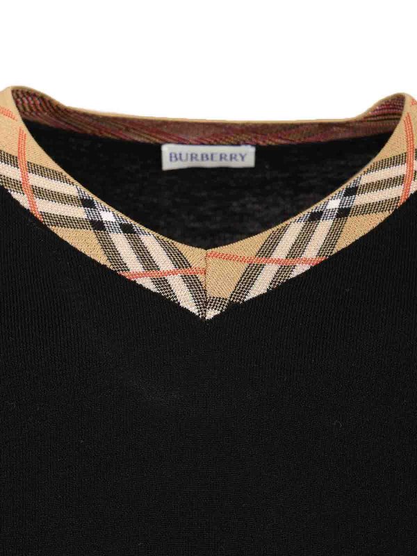 The Best Shops BURBERRY: Strickpullover mit V-Ausschnitt - V-Pullover - Schwarz
