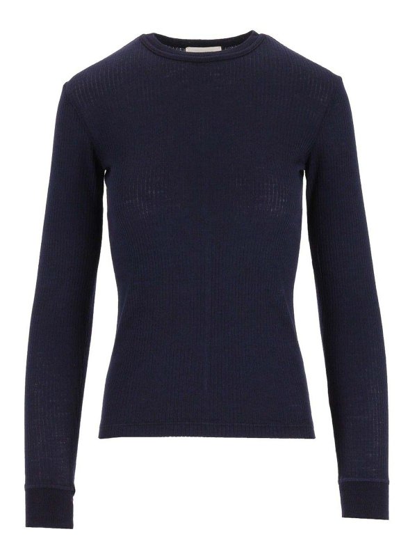 FORTE FORTE: Strickpullover mit Rundhalsausschnitt - Rundhalspullover - Blau