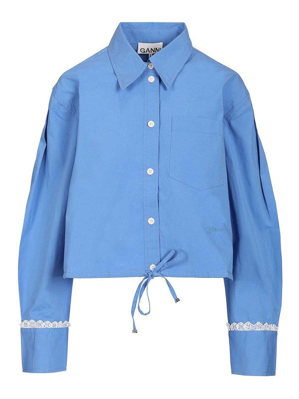 GANNI: Hemden - Hemd - Hellblau