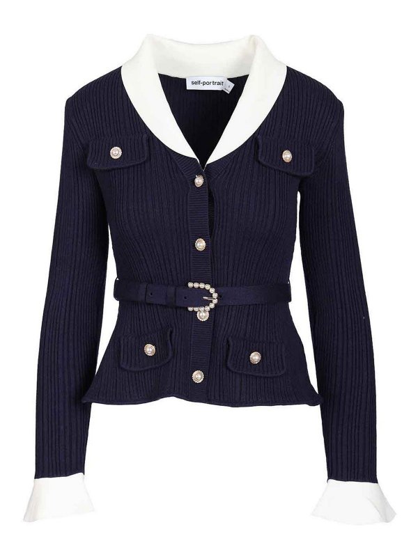 Self Portrait: cardigans - Ribbed Cardigan