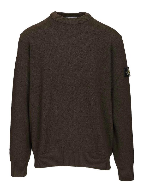 STONE ISLAND: Strickpullover mit Rundhalsausschnitt - Rundhalspullover - Grau