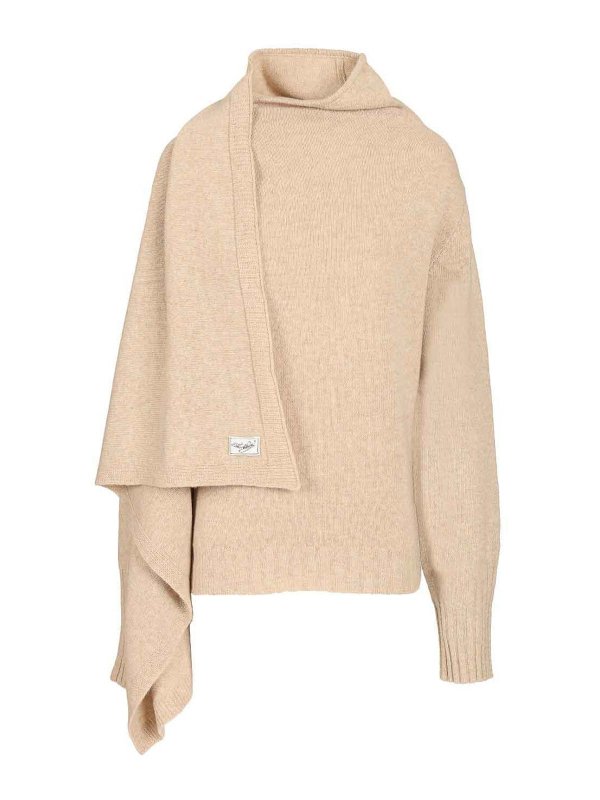 The Attico: Strickpullover mit Rundhalsausschnitt - Rundhalspullover - Beige