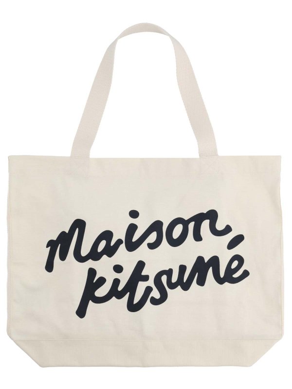 MAISON KITSUNÉ: Handtaschen online - Shopper - Weiß