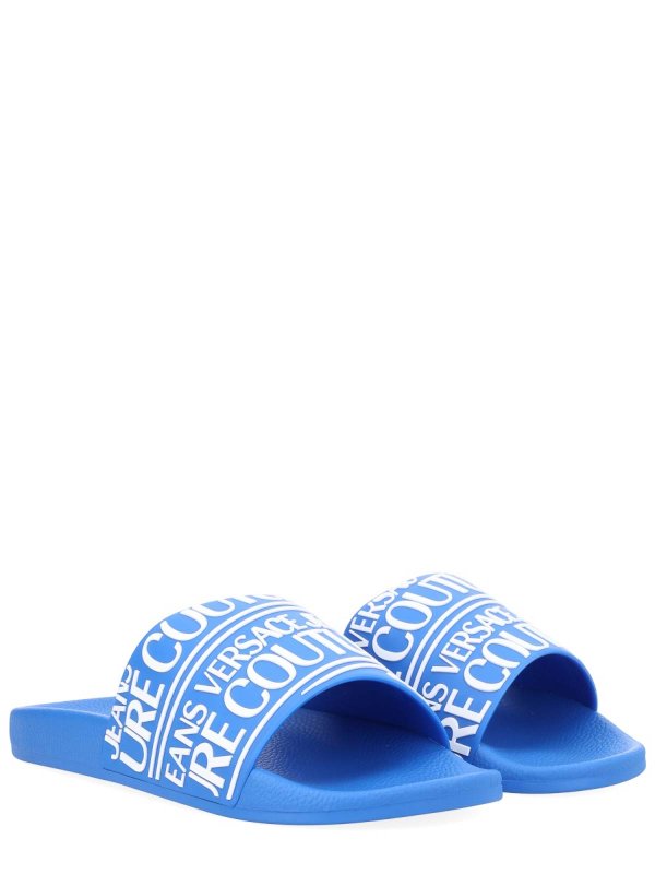 VERSACE JEANS: flat shoes online - Slides With Logo