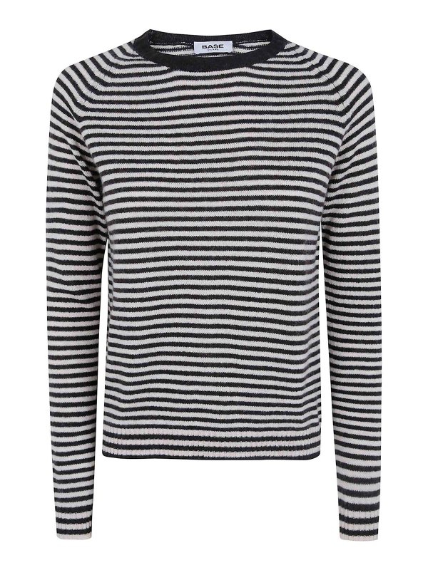 BASE: crew necks - Striped Round Neck Sweater