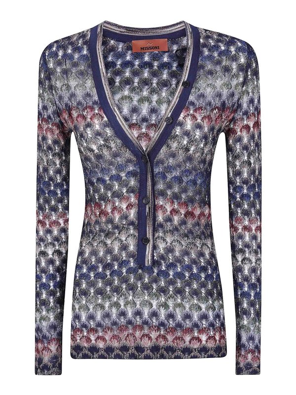 MISSONI: Suéteres con cuello pico - Suéter Cuello Redondo - Multicolor